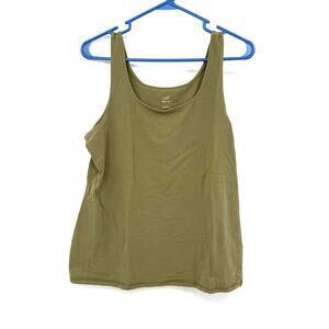 J. Jill Size Large Perfect Tank‎ Green Top Shirt Blouse Cotton Blend Sleeveless